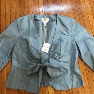 talbots silk tie front top